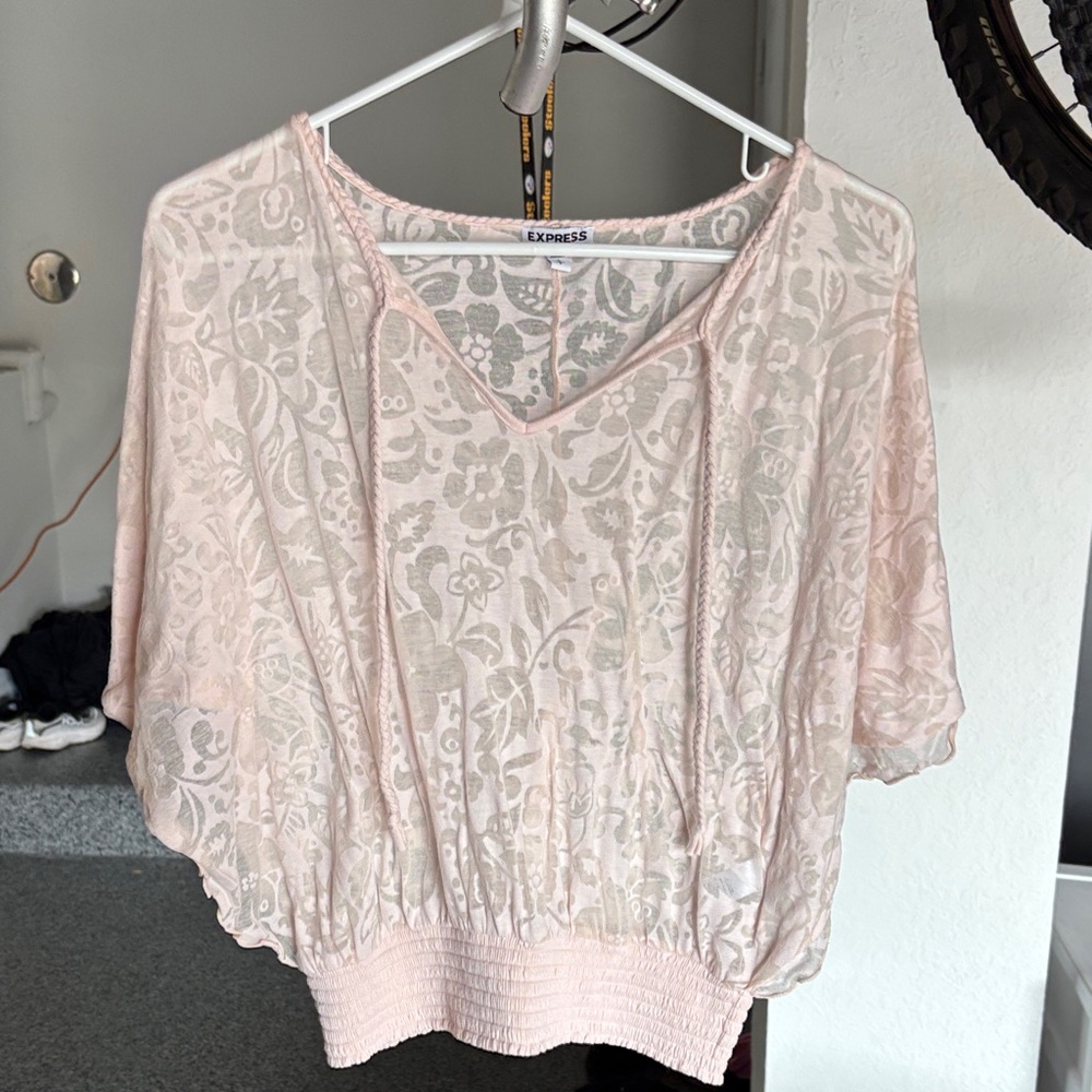 Express Women's Light Pink Floral Blouse